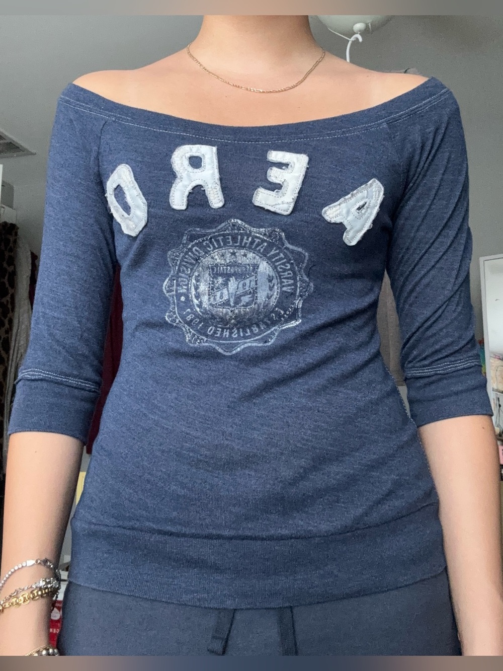 Aero Graphic Off-Shoulder Top